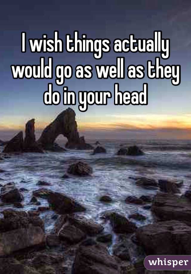 I wish things actually would go as well as they do in your head