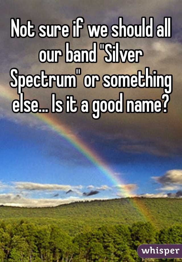 Not sure if we should all our band "Silver Spectrum" or something else... Is it a good name?