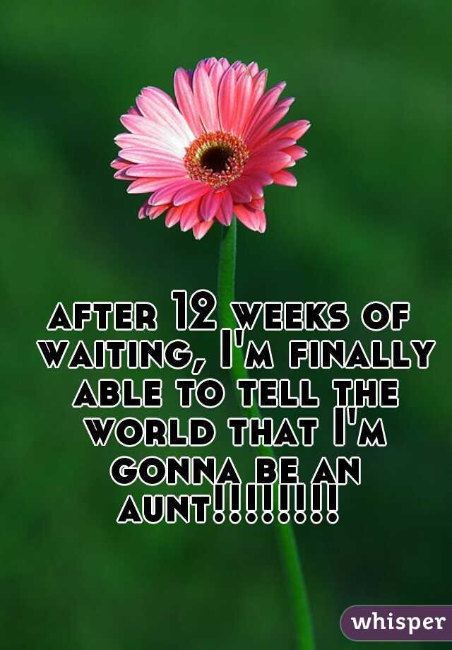 after 12 weeks of waiting, I'm finally able to tell the world that I'm gonna be an aunt!!!!!!!! 