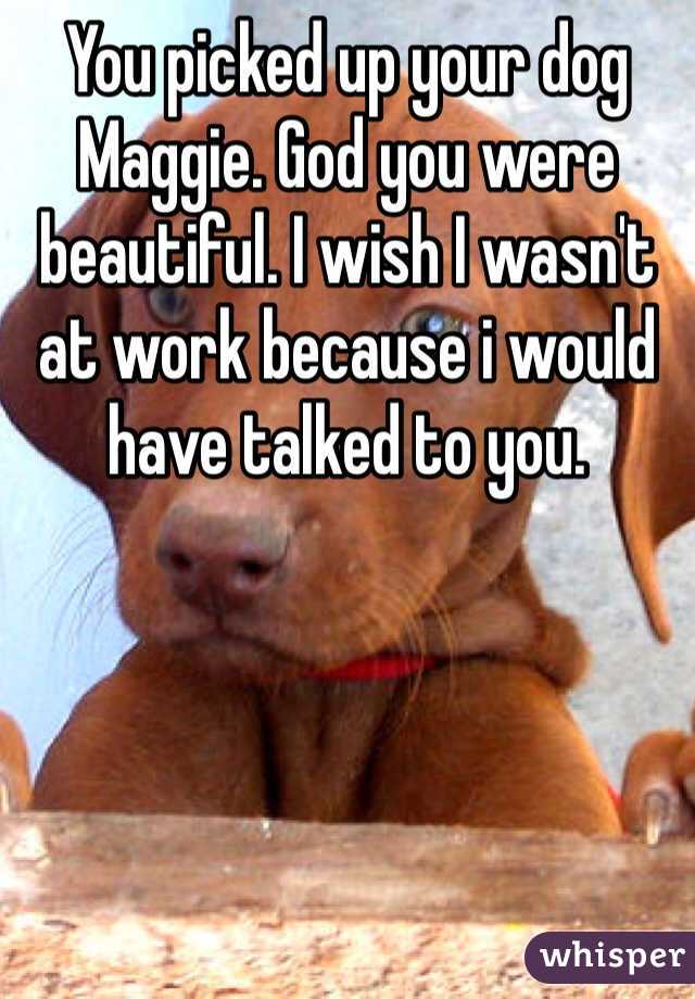 You picked up your dog Maggie. God you were beautiful. I wish I wasn't at work because i would have talked to you. 