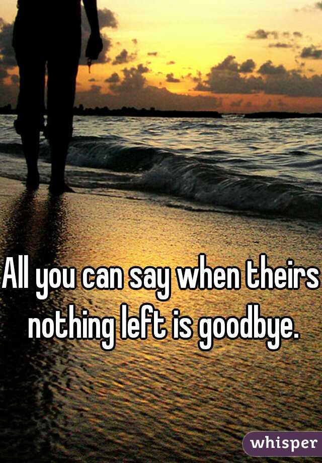 All you can say when theirs nothing left is goodbye.