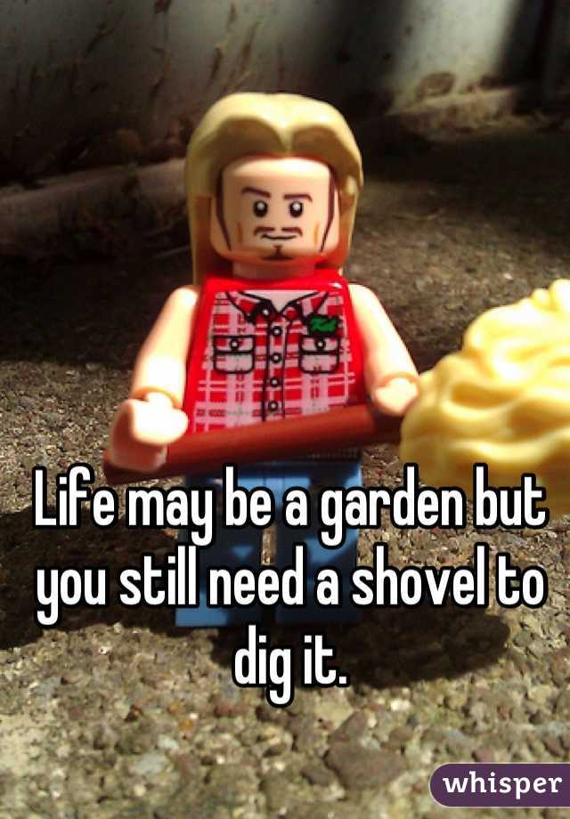 Life may be a garden but you still need a shovel to dig it.