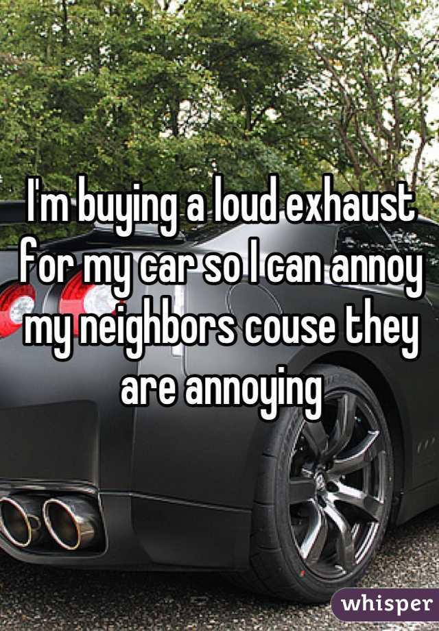 I'm buying a loud exhaust for my car so I can annoy my neighbors couse they are annoying