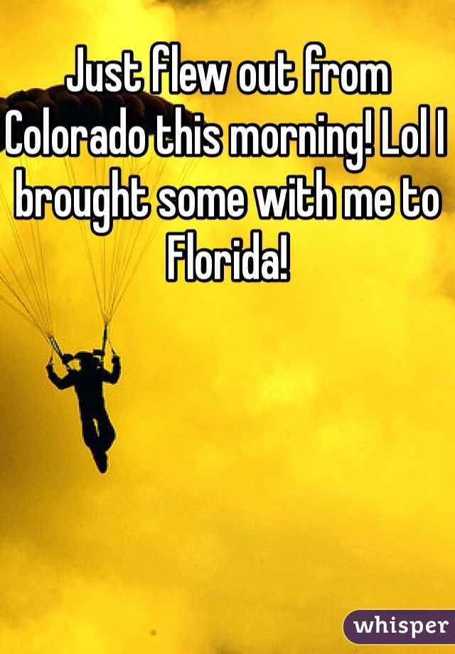 Just flew out from Colorado this morning! Lol I brought some with me to Florida! 