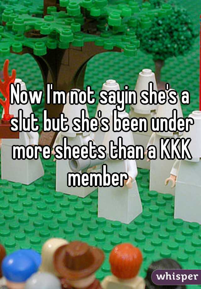 Now I'm not sayin she's a slut but she's been under more sheets than a KKK member  