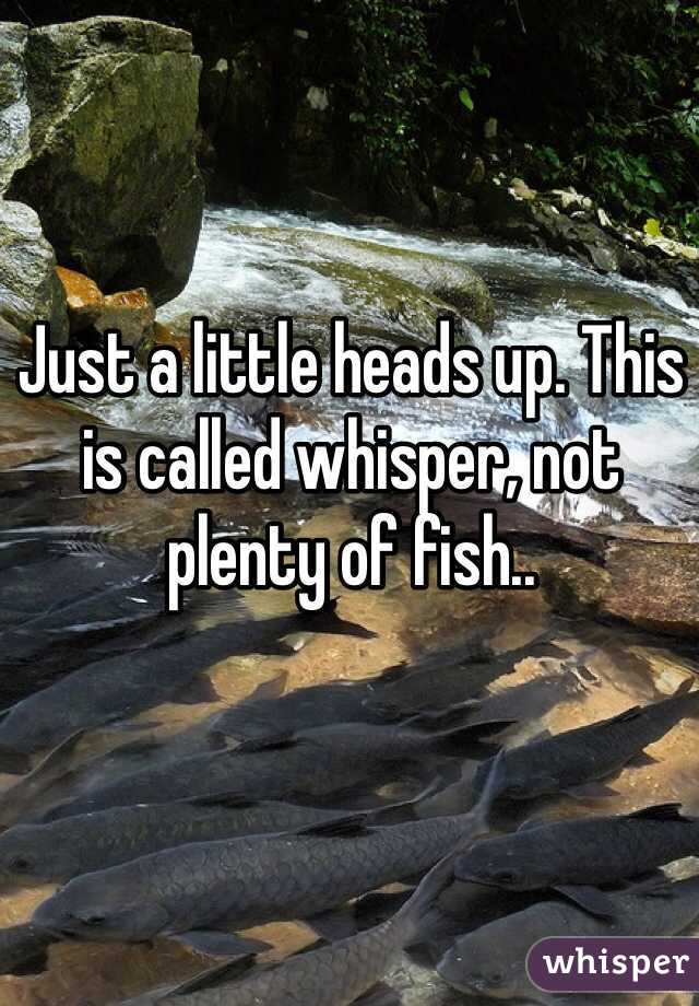 Just a little heads up. This is called whisper, not plenty of fish.. 