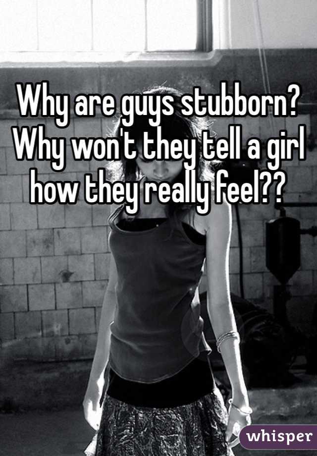 Why are guys stubborn? Why won't they tell a girl how they really feel??