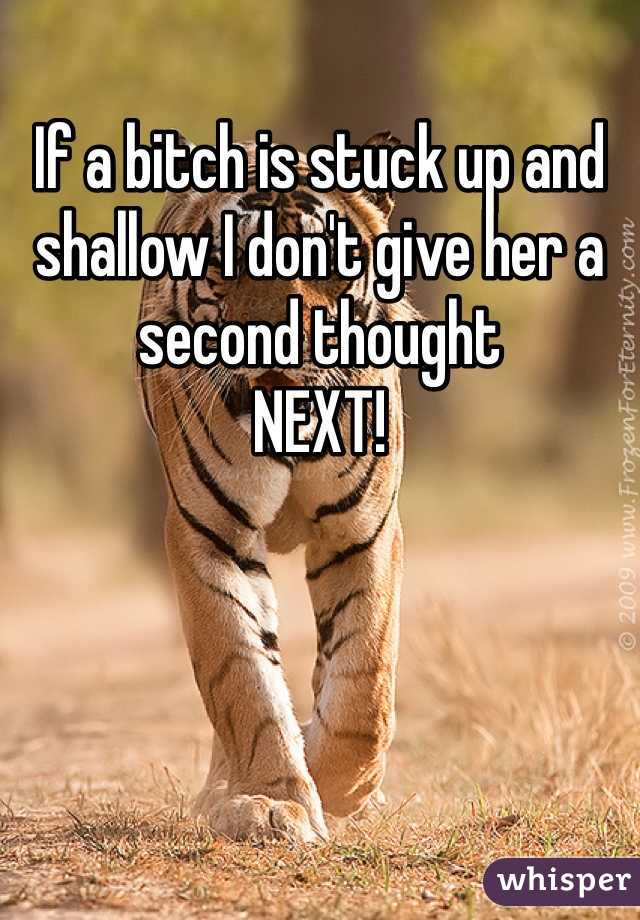 If a bitch is stuck up and shallow I don't give her a second thought
NEXT!