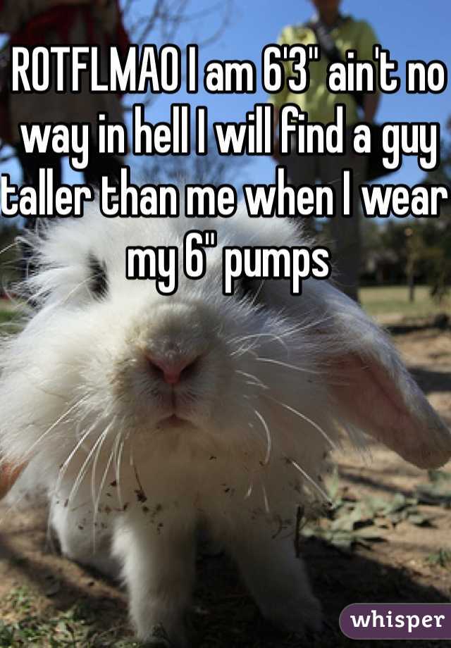 ROTFLMAO I am 6'3" ain't no way in hell I will find a guy taller than me when I wear my 6" pumps