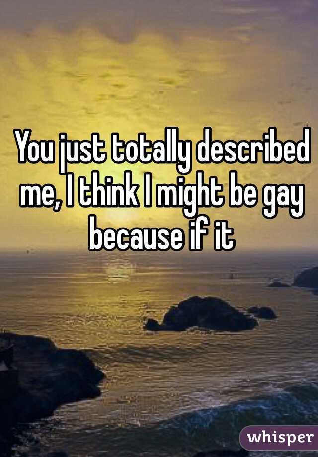 You just totally described me, I think I might be gay because if it