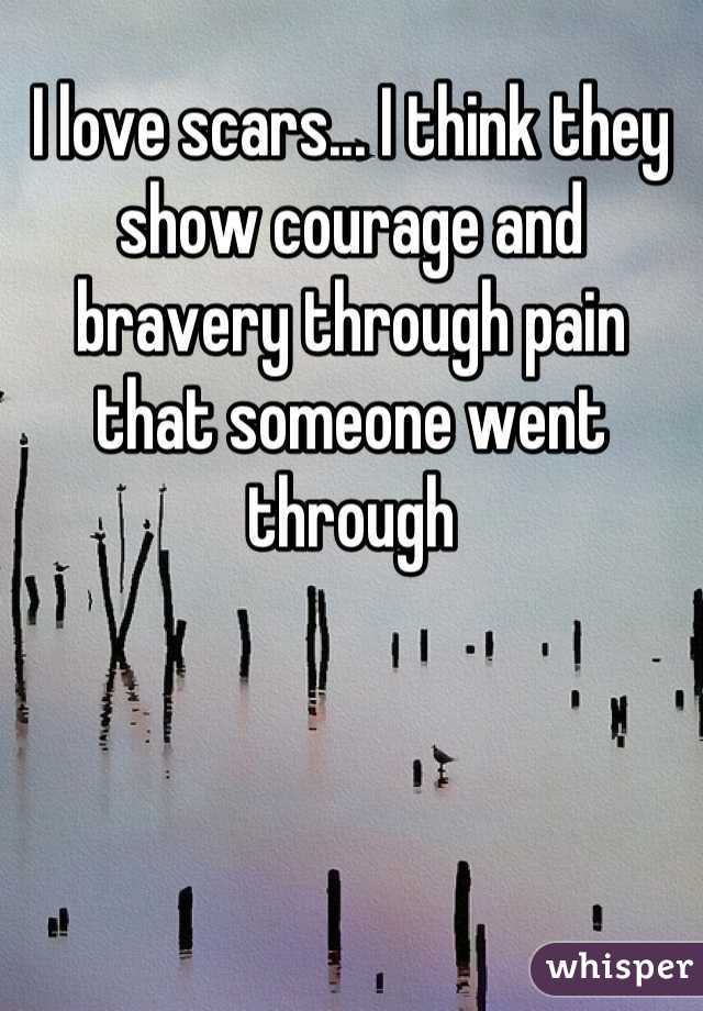 I love scars... I think they show courage and bravery through pain that someone went through