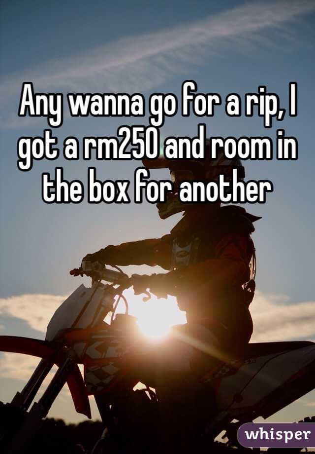 Any wanna go for a rip, I got a rm250 and room in the box for another 