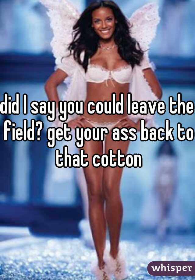 did I say you could leave the field? get your ass back to that cotton
