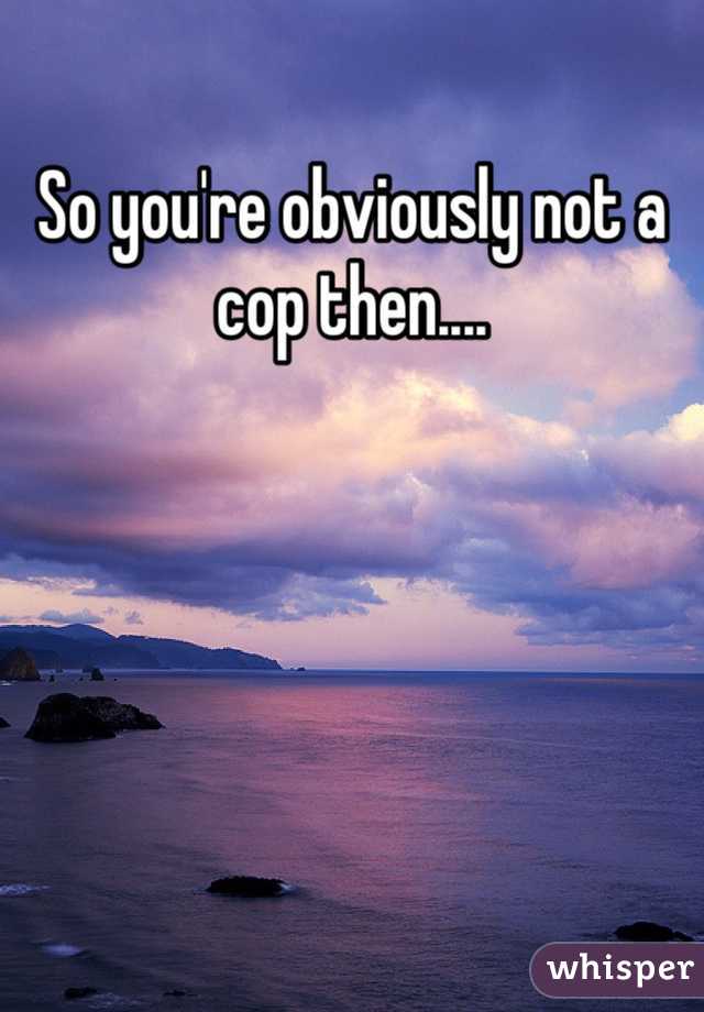 So you're obviously not a cop then....