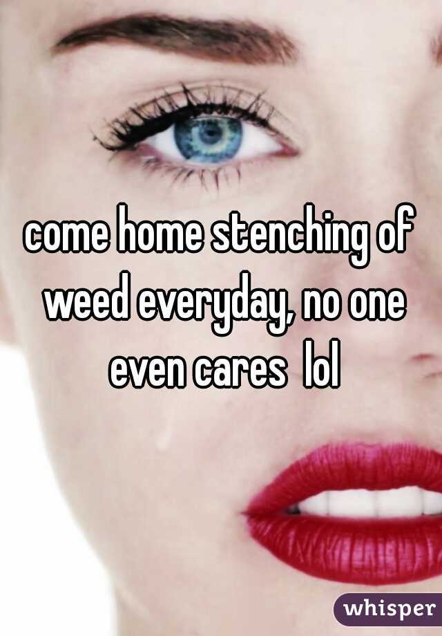 come home stenching of weed everyday, no one even cares  lol