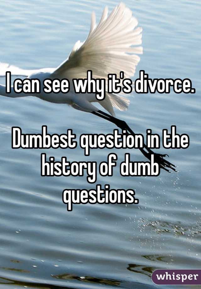 I can see why it's divorce.

Dumbest question in the history of dumb questions. 