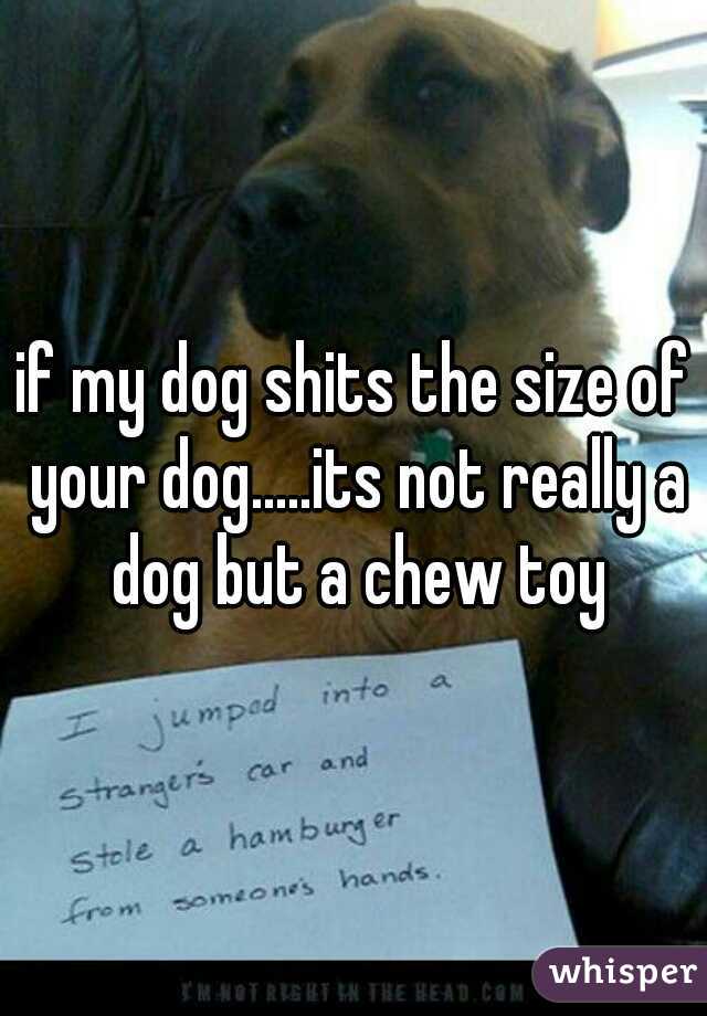 if my dog shits the size of your dog.....its not really a dog but a chew toy
