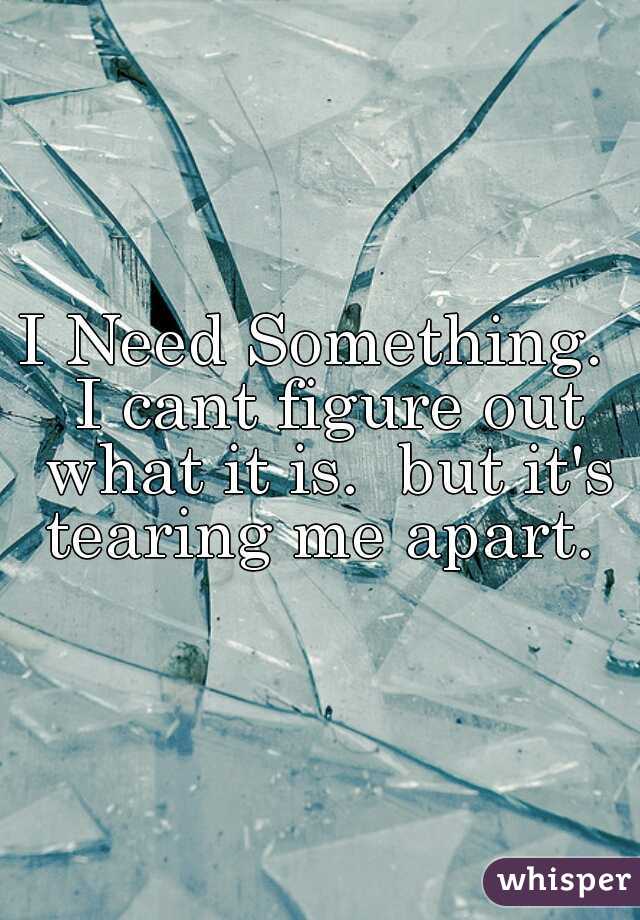I Need Something.  I cant figure out what it is.  but it's tearing me apart. 