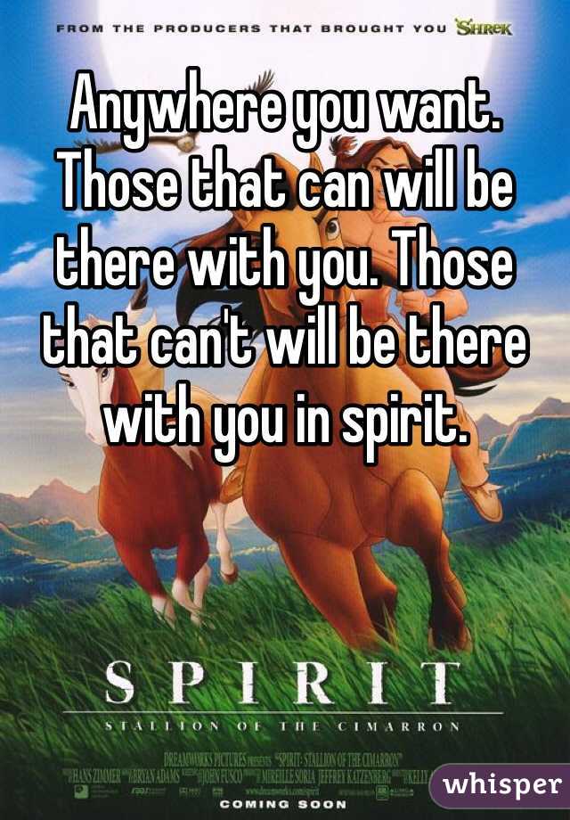 Anywhere you want. Those that can will be there with you. Those that can't will be there with you in spirit. 
