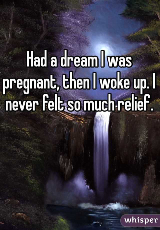Had a dream I was pregnant, then I woke up. I never felt so much relief. 