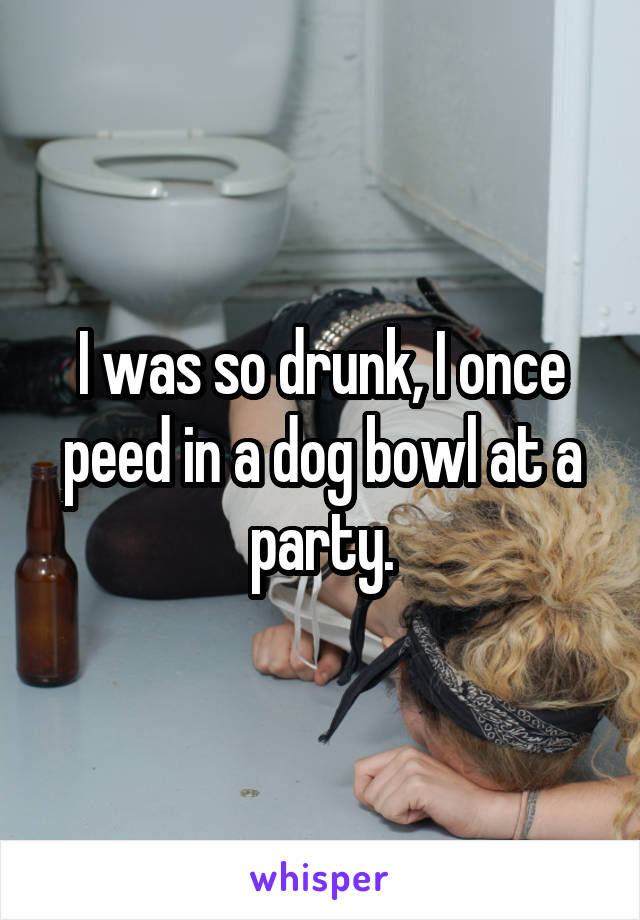 I was so drunk, I once peed in a dog bowl at a party.