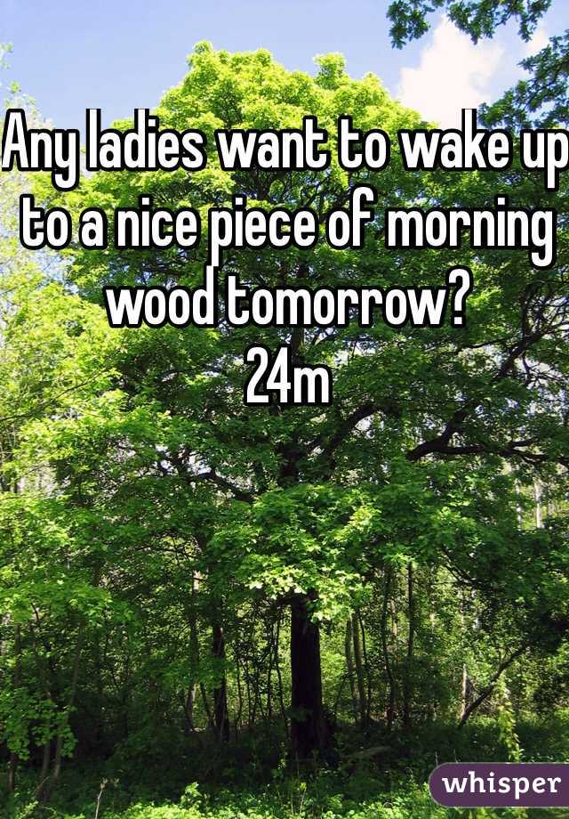 Any ladies want to wake up to a nice piece of morning wood tomorrow? 
24m 