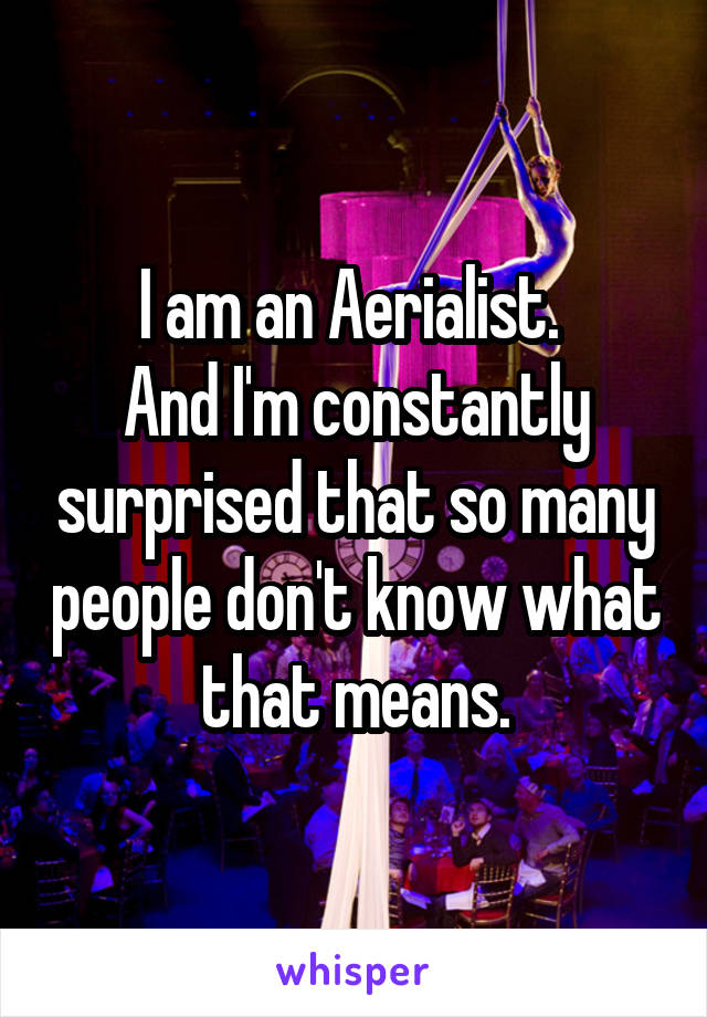 I am an Aerialist. 
And I'm constantly surprised that so many people don't know what that means.