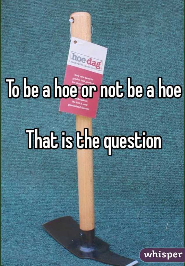 To be a hoe or not be a hoe

That is the question 