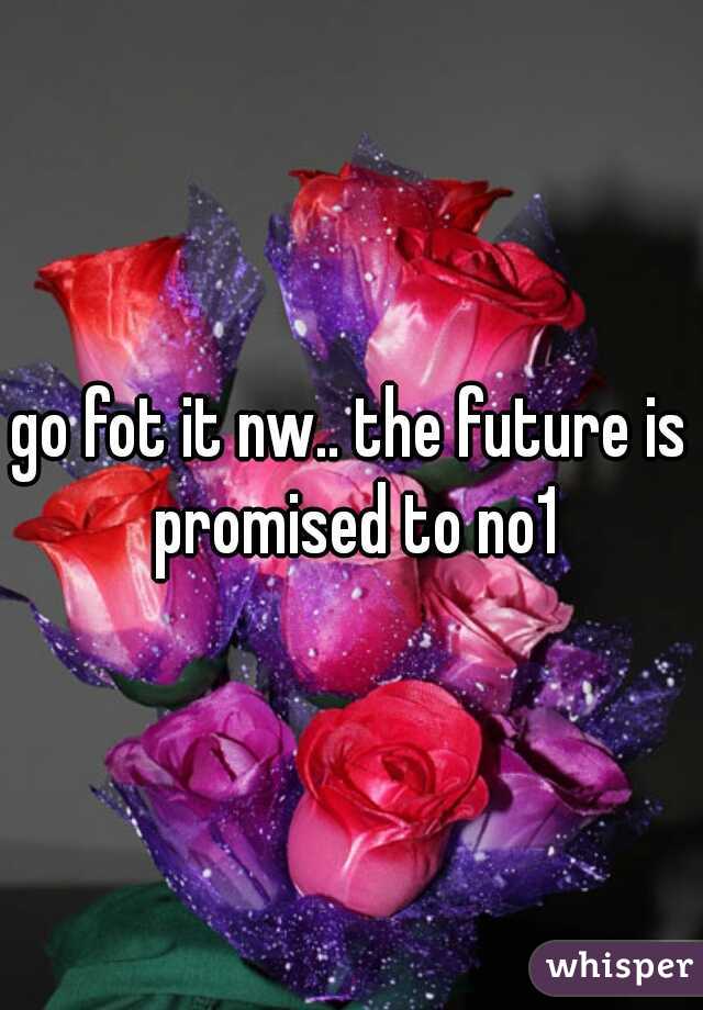 go fot it nw.. the future is promised to no1