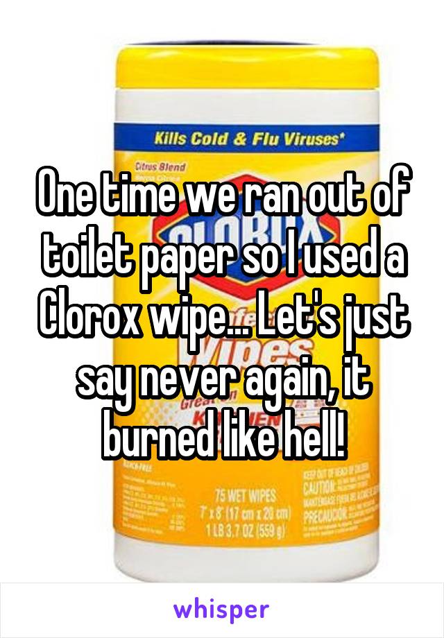 One time we ran out of toilet paper so I used a Clorox wipe... Let's just say never again, it burned like hell!