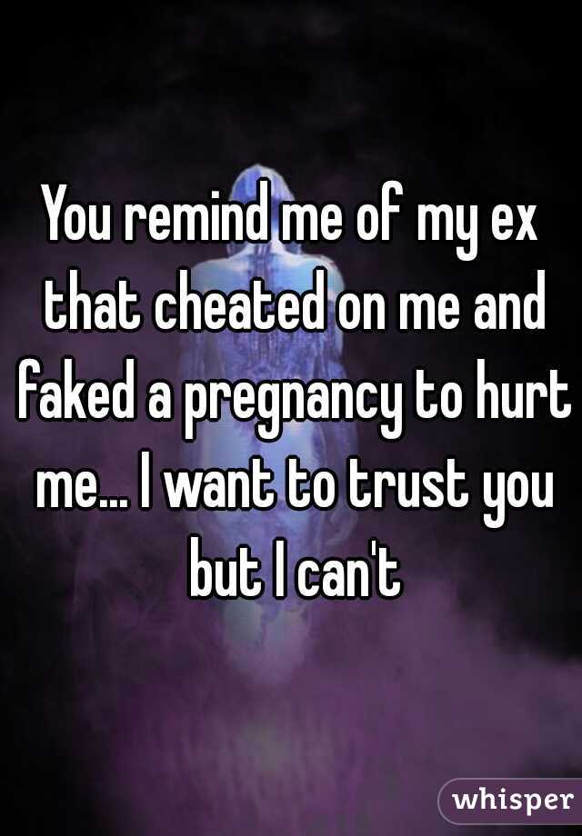 You remind me of my ex that cheated on me and faked a pregnancy to hurt me... I want to trust you but I can't