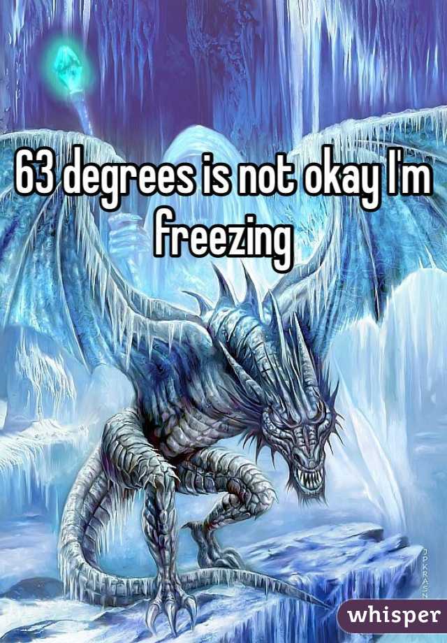 63 degrees is not okay I'm freezing 