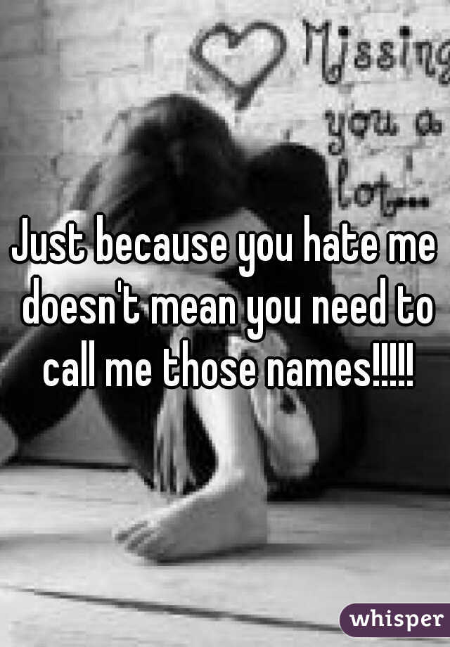 Just because you hate me doesn't mean you need to call me those names!!!!!