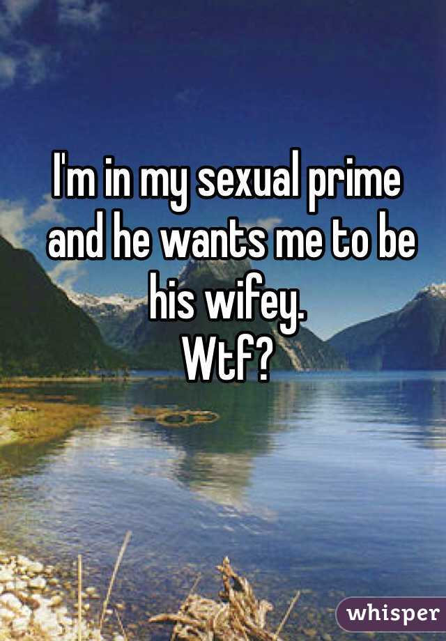 I'm in my sexual prime
 and he wants me to be 
his wifey. 
Wtf?