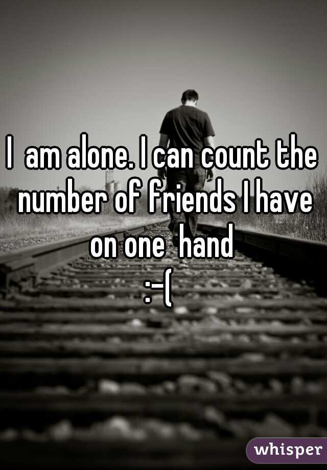 I  am alone. I can count the number of friends I have on one  hand 
:-( 