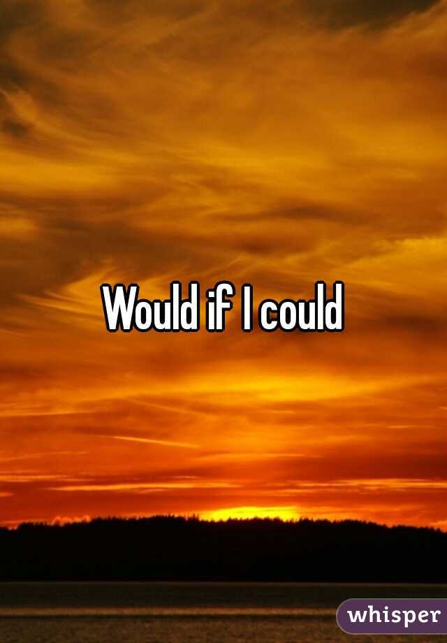 Would if I could