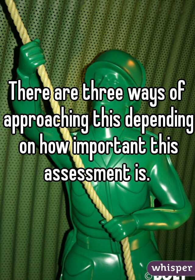 There are three ways of approaching this depending on how important this assessment is. 