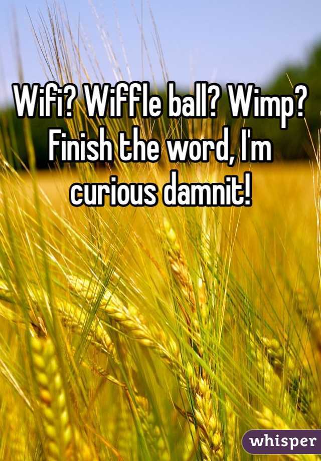 Wifi? Wiffle ball? Wimp? Finish the word, I'm curious damnit!