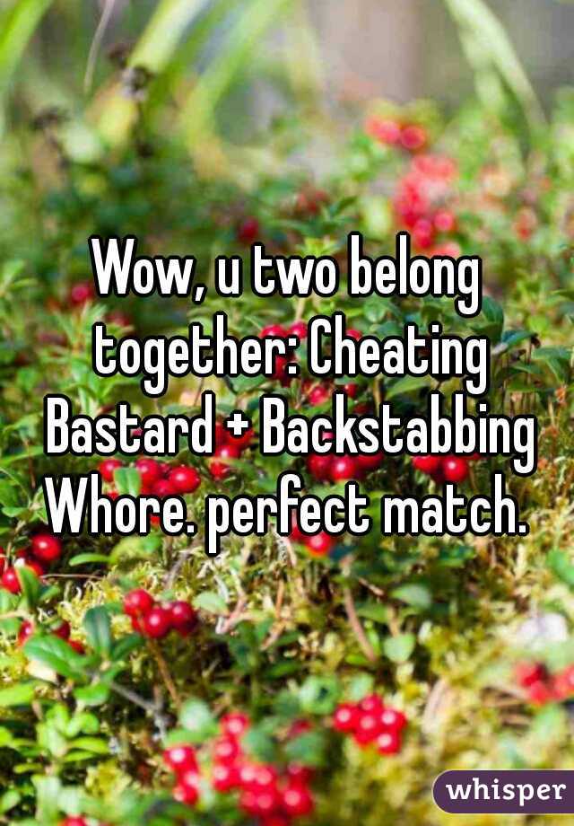 Wow, u two belong together: Cheating Bastard + Backstabbing Whore. perfect match. 