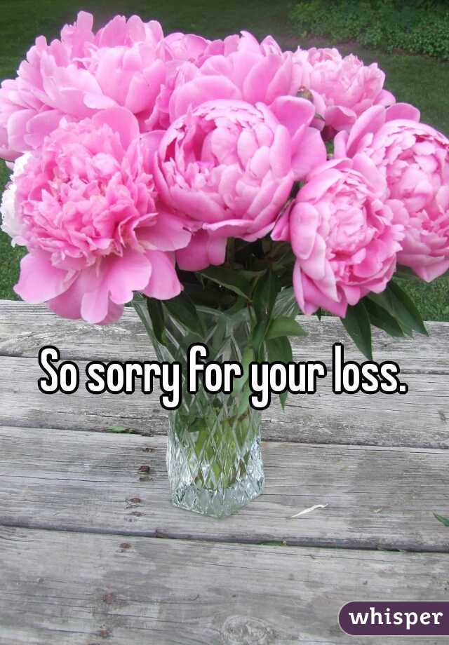 So sorry for your loss.