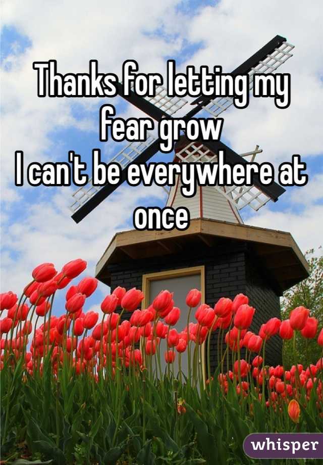 Thanks for letting my fear grow 
I can't be everywhere at once 