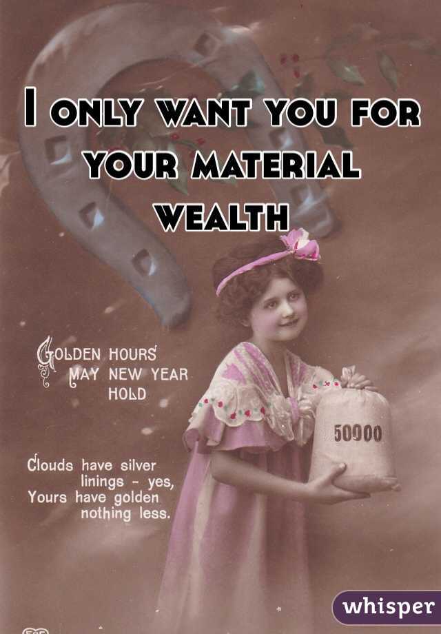 I only want you for 
your material wealth