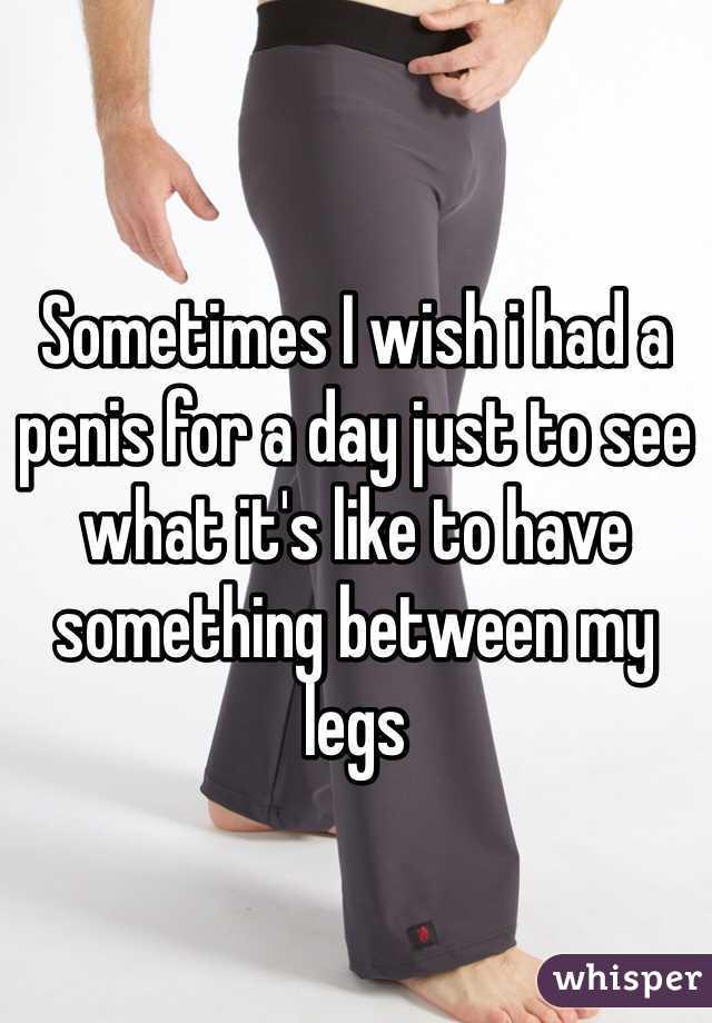 Sometimes I wish i had a penis for a day just to see what it's like to have something between my legs 