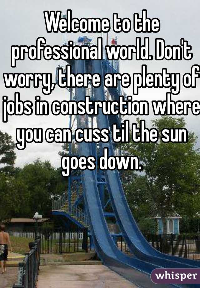 Welcome to the professional world. Don't worry, there are plenty of jobs in construction where you can cuss til the sun goes down.