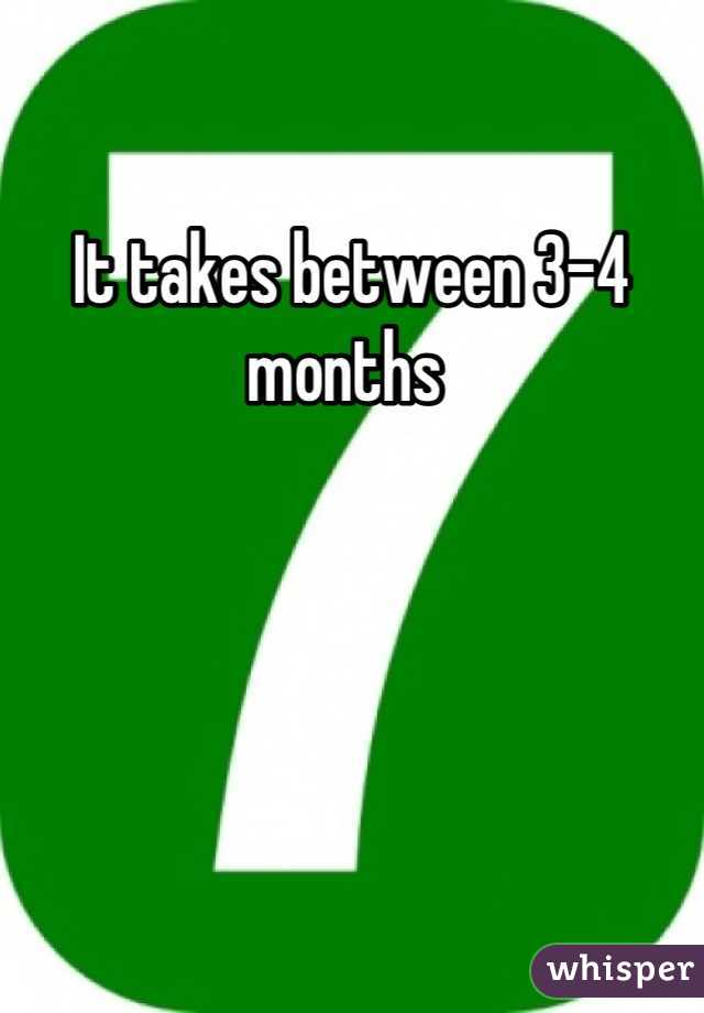 It takes between 3-4 months 