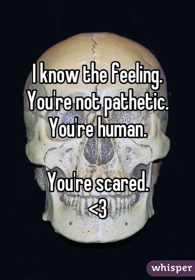 I know the feeling.
You're not pathetic.
You're human.

You're scared.
<3
