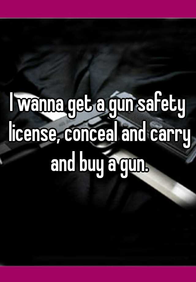 I wanna get a gun safety license, conceal and carry and buy a gun.