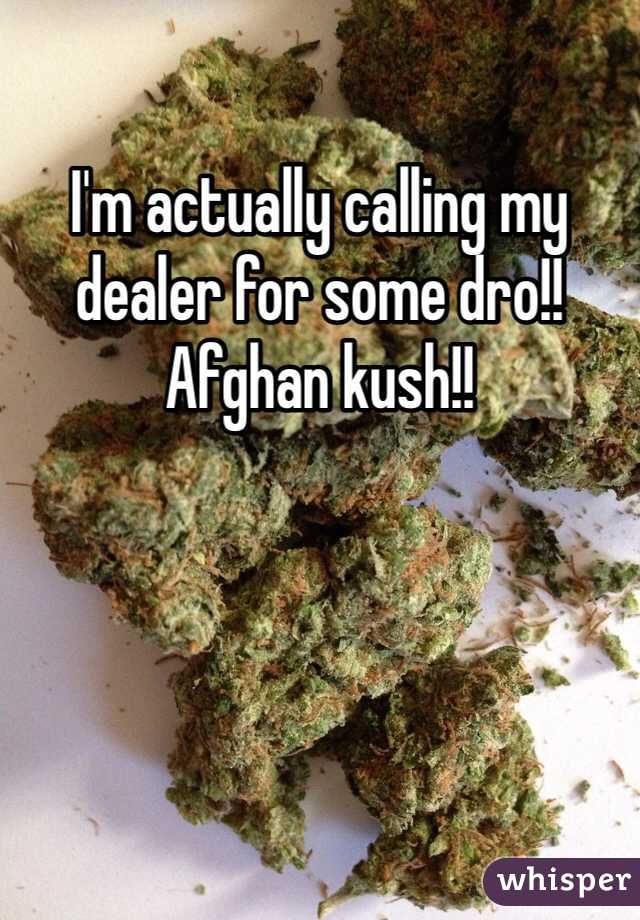 I'm actually calling my dealer for some dro!! Afghan kush!! 