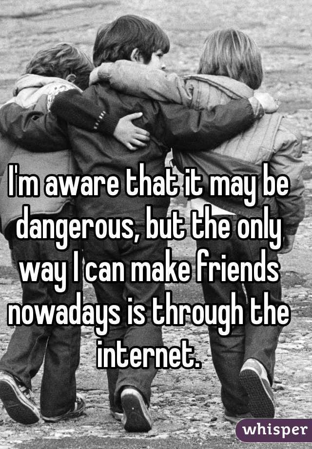 I'm aware that it may be dangerous, but the only way I can make friends nowadays is through the internet.