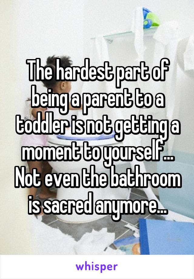 The hardest part of being a parent to a toddler is not getting a moment to yourself... Not even the bathroom is sacred anymore...